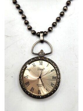 Vivani Silver Tone Rhinestones Ladies Pendant Quartz Watch WORKS SOMETIMES